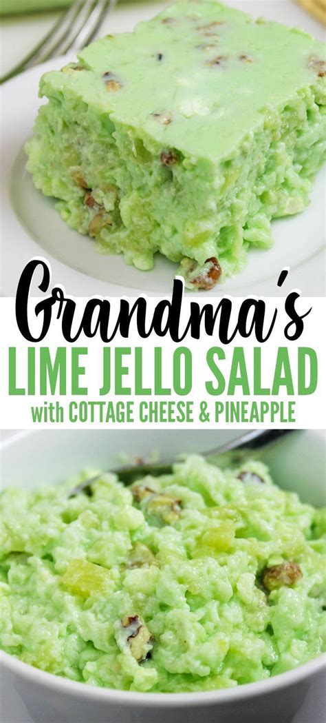 grandmas lime green jello salad recipe  cottage cheese