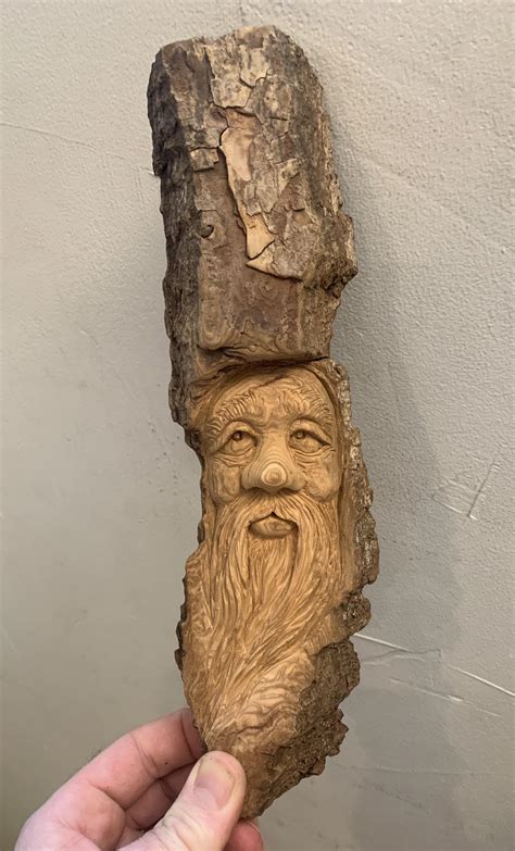 wood spirit carving created  hand tools introducing byron