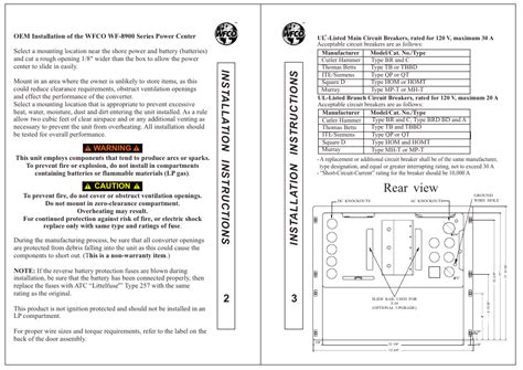 rear view wfco wf  series user manual page