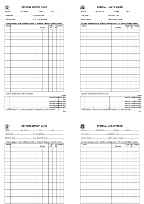 fillable official lineup card printable