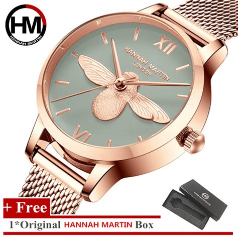 original hannah martin watch women midi 3d bee and bejewelled rose gold