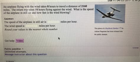 solved an airplane flying with the wind takes 8 hours to