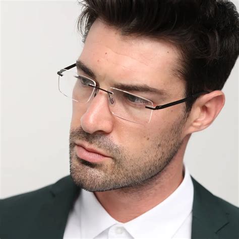 optical clear rimless frame transparent glasses myopia computer eyeglasses men prescription