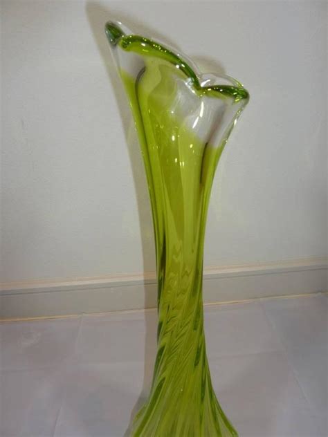 Vintage Italian Green Murano Glass Floor Vase For Sale At