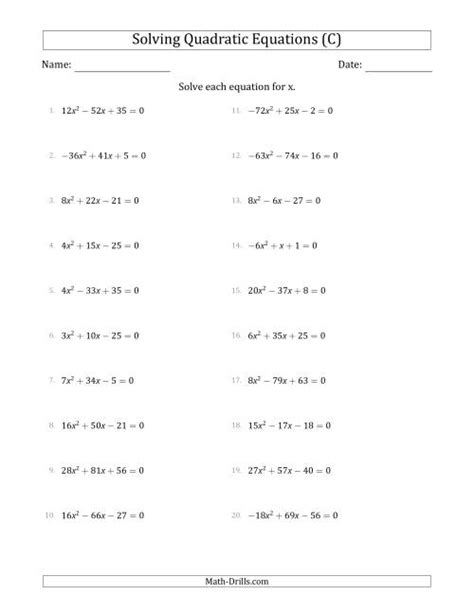 solving quadratic equations  positive  negative  coefficients