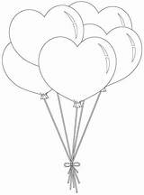 Heart Coloring Pages Balloons Colouring Balloon Bunch sketch template