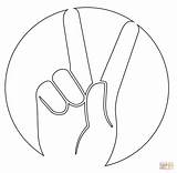 Peace Coloring Pages International Gesture Printable Sign Inspired Print sketch template