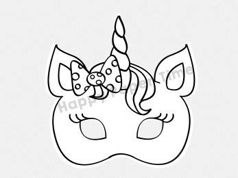 unicorn mask printable  coloring easy craft  happy paper time