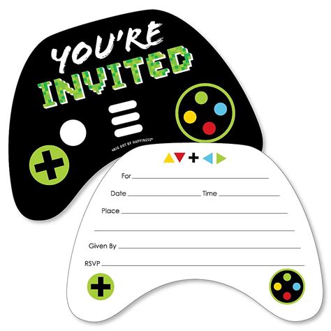 paper invitations announcements gamer party invitation gaming party