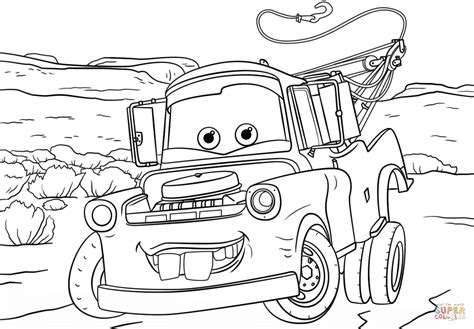 tow mater  cars  coloring page  printable coloring pages