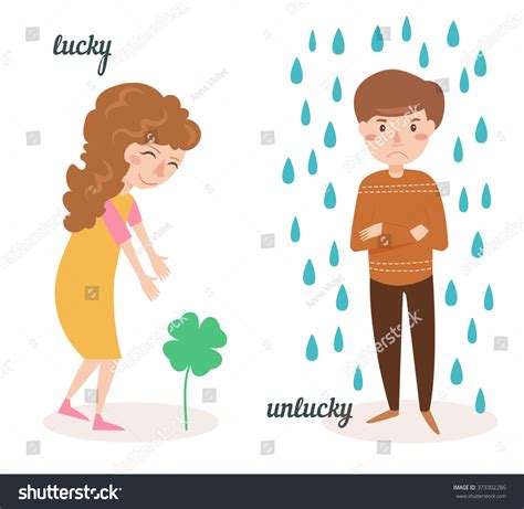 antonyms people lucky unlucky card  children vector isolated