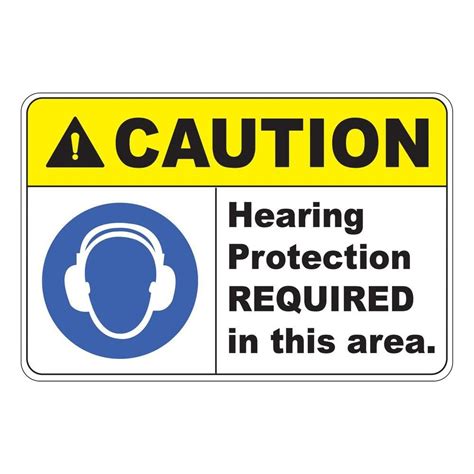 rectangular plastic caution hearing protection required safety sign pse   home depot