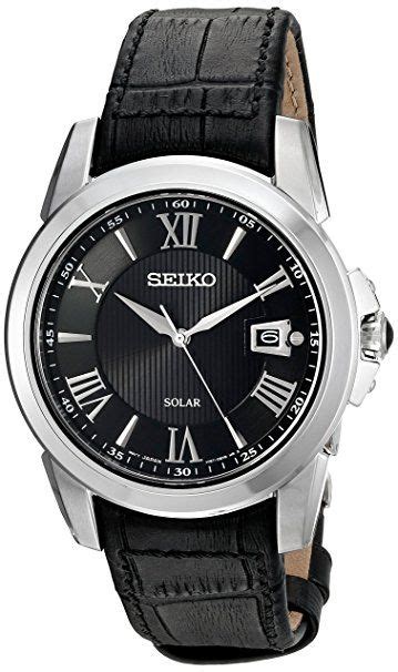 Seiko Mens Sne397 Lgs Solar Analog Display Japanese Quartz Black Watch