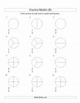 Fractions Modeling Math Worksheet Thirds Halves Circles Coloring Quarters Drills Worksheets Twelfths Color Fraction Choose Board sketch template