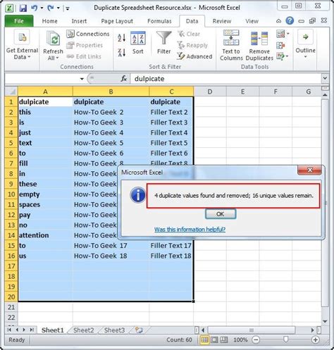 remove duplicate rows  excel