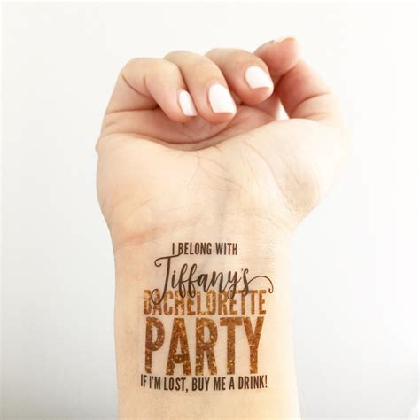 15 Custom Bachelorette Party Temporary Tattoos Gold Glitter