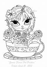 Flower Pages Pot Zinnia Coloring Digi Stamp Pretties Available Choose Board Lacy Sunshine sketch template