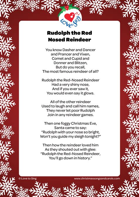 rudolph  red nosed reindeer lyrics  article pdfza