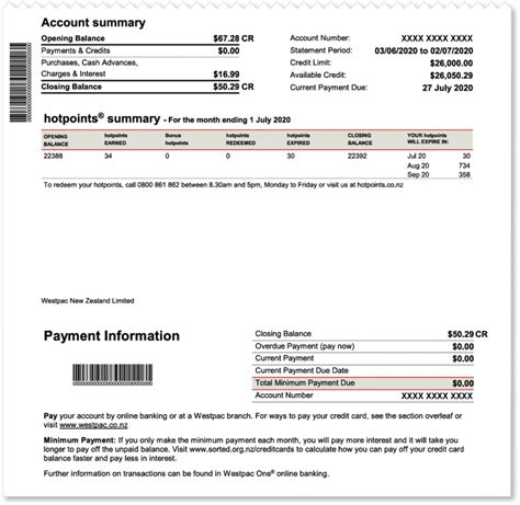 understanding credit card statements westpac nz   read  understand  credit card