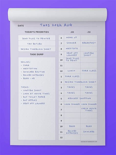 time management daily time block planner wto  list notepad diary