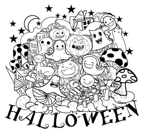 halloween doodle art coloring pages halloween doodle coloring page