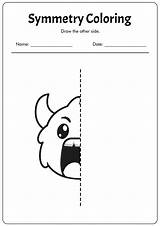Symmetry Coloring Pages Worksheets Worksheeto Via Kids Printable Drawing sketch template