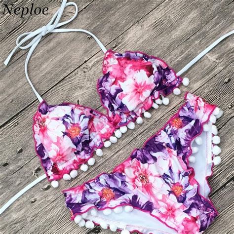 neploe printed floral swimsuit sexy two piece colorful patchwork women