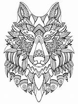 Mandalas Coloriage Loup Adults Mandala Imprimir Lupo Volwassenen Wolfs Vecteur Livre Zentangle Bosque Kolorowanki Ciervo Trudne Tete Erwachsene Malbuch sketch template