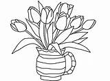 Tulips Coloring Pages Spring Flowers Crafts sketch template
