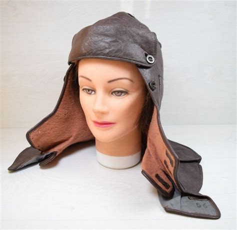 Antique Wwi Aviator Pilot Or Motorcycle Leather Cap Flying Helmet Hat