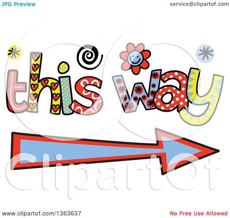 clipart  colorful sketched    arrow word art royalty  vector illustration