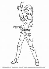 Wars Star Sabine Draw Drawing Rebels Step Tutorials Drawingtutorials101 sketch template