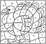 Color Number Thanksgiving Coloring Pages Turkey Printable Numbers Kids Happy sketch template