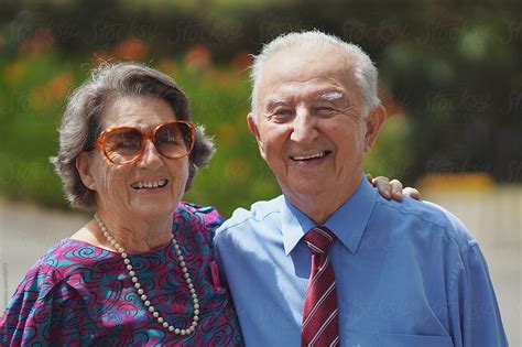 happy old healthy couple in love he 85 she 84 years old by