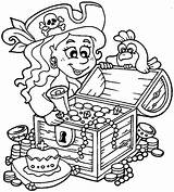 Pirate Coloring Treasure Pages Chest Girl Female Printable Kids Little Her Colouring Drawing Pirates Color Getdrawings Open Books Line Print sketch template