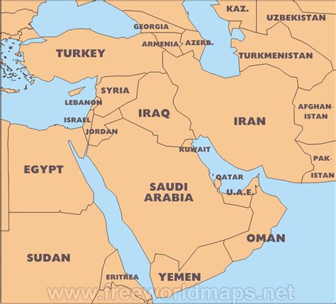 middle east maps  freeworldmapsnet