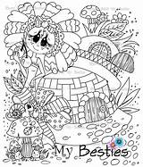 Besties Instant Coloring Town Flower Ville Img16 Digi Stamp Dolls Hat Create Color House sketch template
