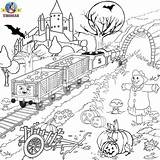 Coloring Pages Halloween Thomas Printable Train Kids James Colouring Adults Detailed Trains Fall Color Tank Engine Friends Children Harvest Cute sketch template