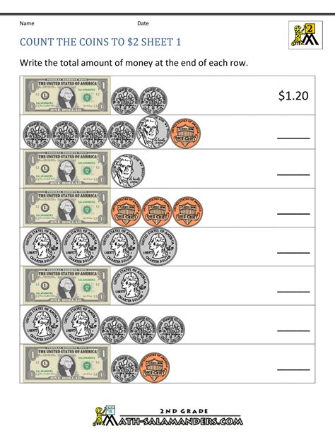 coins  bills worksheets