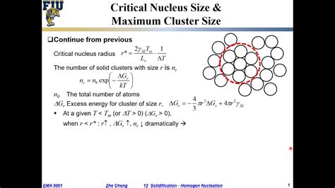 ema   critical nucleus size  max cluster size nucleation temperature youtube