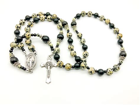 catholic rosary rosary beads bw metaphysical black etsy