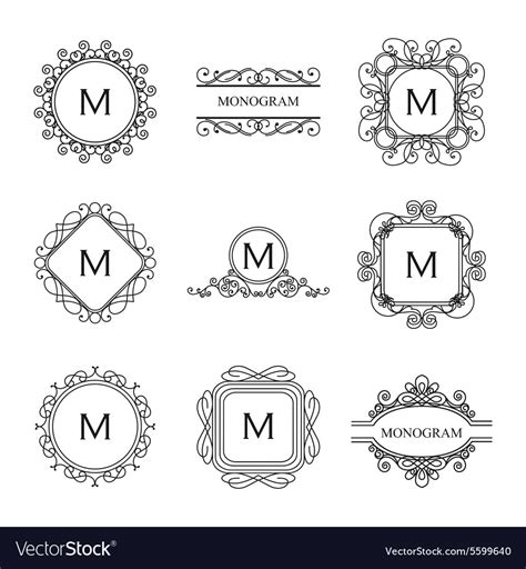 set  outline monograms  logo design templates