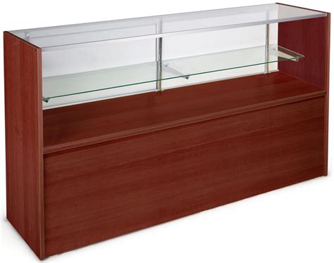 Cherry Glass Display Cases Full Length Shelf For Retail