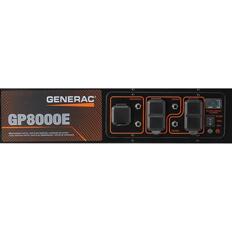 Generac Gp8000e Portable Generator — 10 000 Surge Watts 8000 Rated