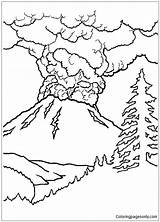 Volcano Pages Active Coloring Seasons Nature sketch template