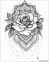 Mandala Rose Pages Coloring Online Color sketch template