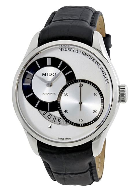 mido belluna ii heures and minutes decentrees automatic black leather st