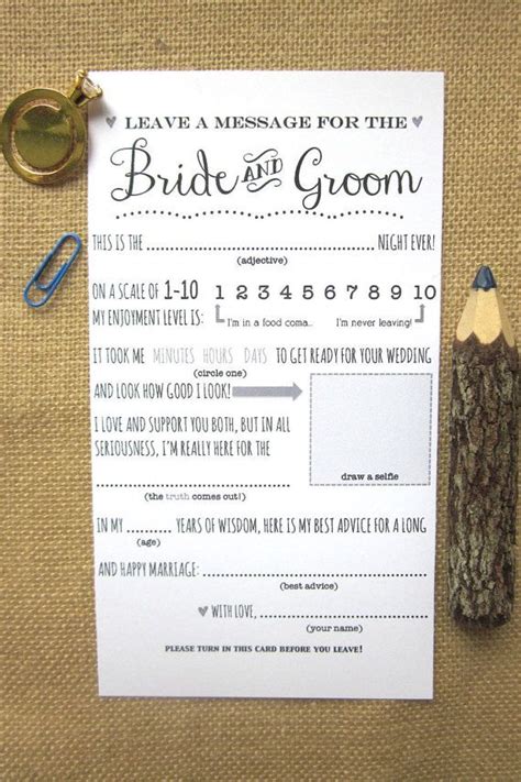 diy printable wedding advice card   bride  groom guest book