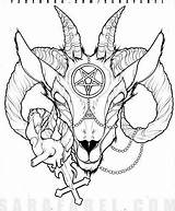 Satanic Tattoos Goats Tatuajes Cabra Goat Brazo Dragón Sombrio Negros Demonio Aries Satánicos Gato Egipcio sketch template