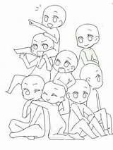 Desenho Chibi Expressões Poses sketch template